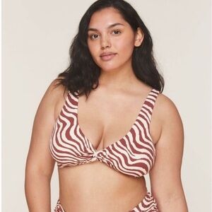 Andie Swim The Portofino Bikini Top Bias Stripe Truffle NWT